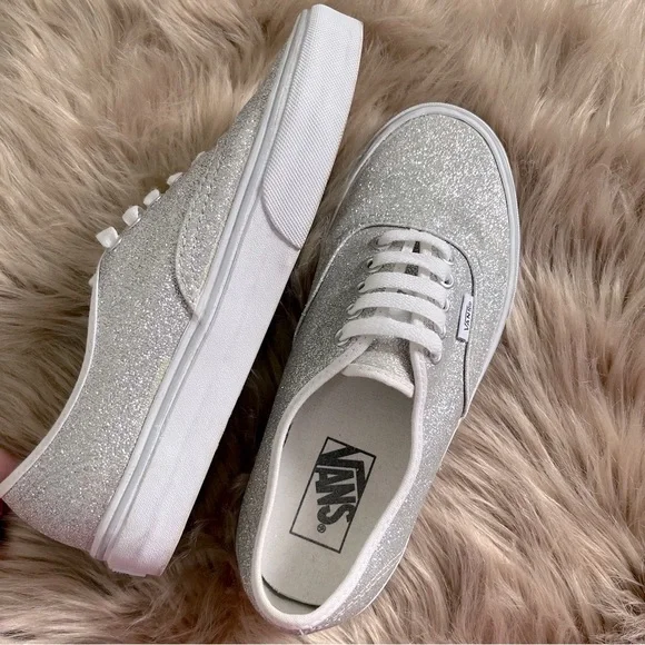 VANS Silver Sparkly Skate Shoe Sneakers - Picture 2 of 7